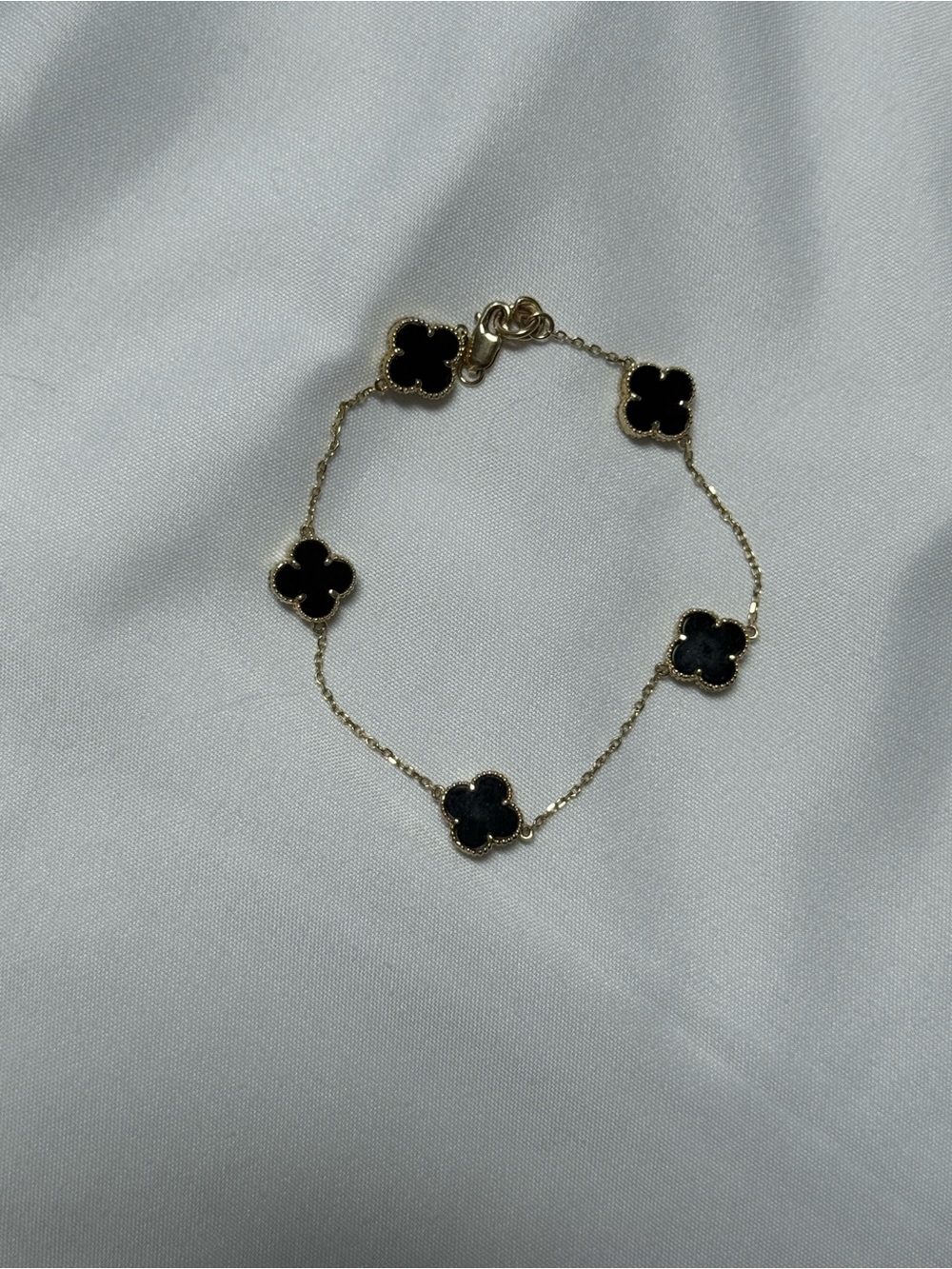 14k Van Cleef Bracelet with Black Enamel Accents